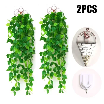 

2pcs Room Wall Mounted Hanging Plants With Basket Artificial Plants For Home Wall Wedding Party Decoration Drop Shipping