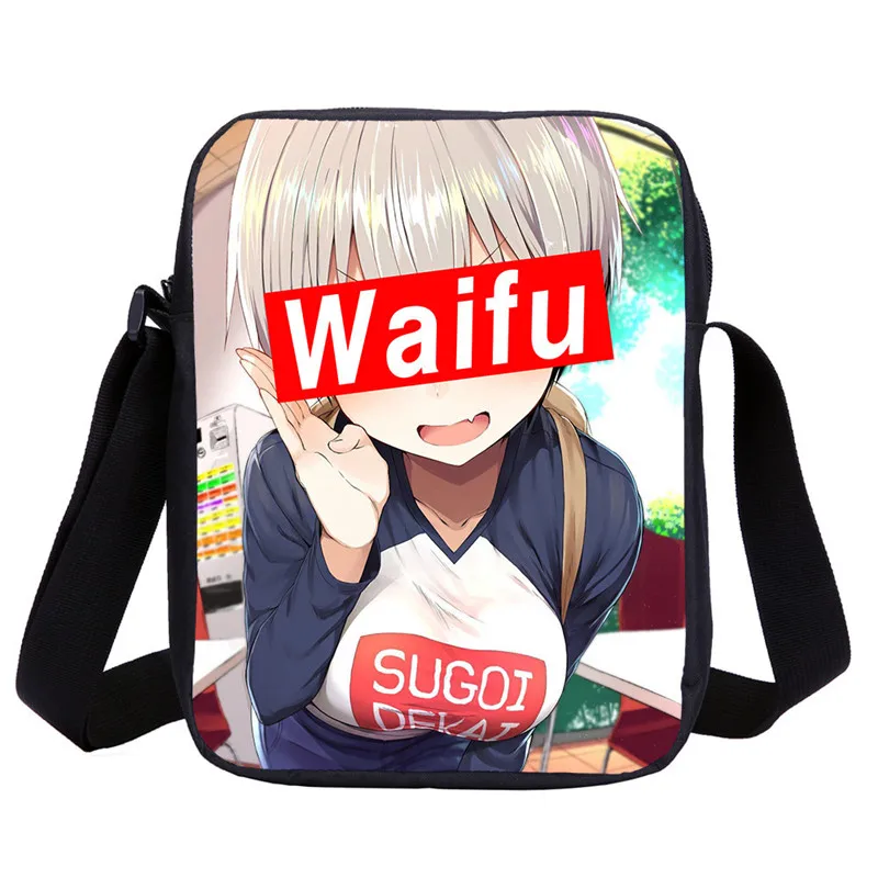 Синий Мультяшные сумки на плечо Sugoi Senpai аниме Waifu шаблон школьная сумка для девочек-подростков сумки через плечо для женщин сумки - Цвет: Синий