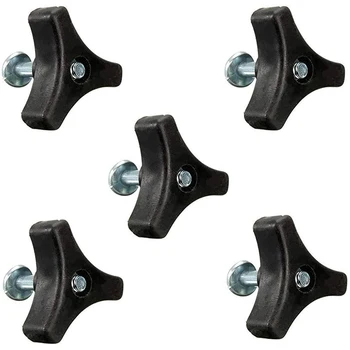 

5Pcs Triple-cornered Handle Knob Nut Screw Bolt Black Durable Plastic Easy Use for Honda/Other Lawn Mower Machine