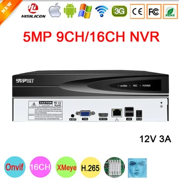 

12V 3A Hi3536D XMeye Audio H.265+ 5mp 16CH 16 Channel 9CH 9 Channel Human Face Detection Onvif IP CCTV NVR Video Recorder