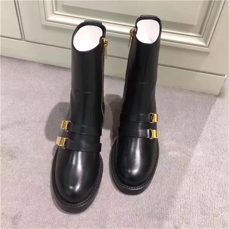 Botas mujer invierno; коллекция года; Зимние ботильоны с ремешком и пряжкой; обувь с боковой молнией; женская модная обувь с круглым носком; bottes femme