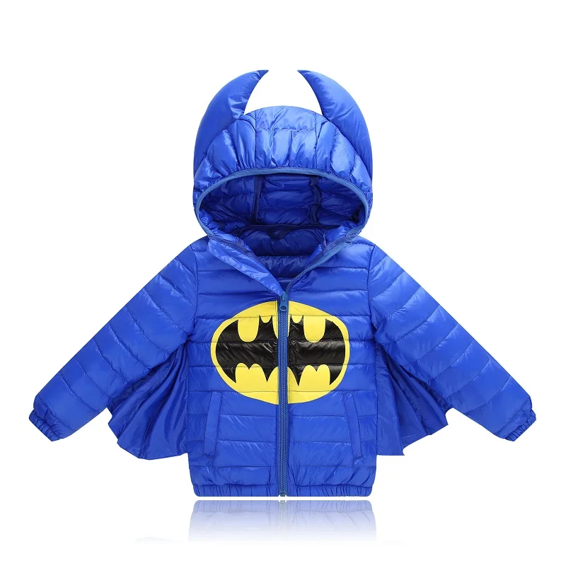 Куртка для маленьких мальчиков и девочек; осенне-зимнее теплое пуховое пальто; куртка; одежда Бэтмена; Рождественская детская одежда на Хэллоуин