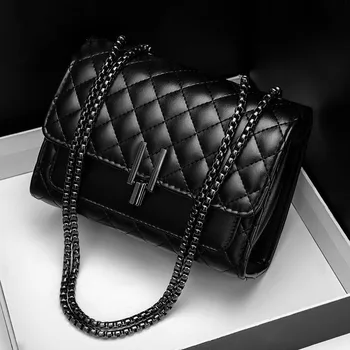 

Classic Brand Designer Quilted Leather Crossbody Bags for Women 2020 Simple Fashion Chain Shoulder Bag Lady Luxury Handbags