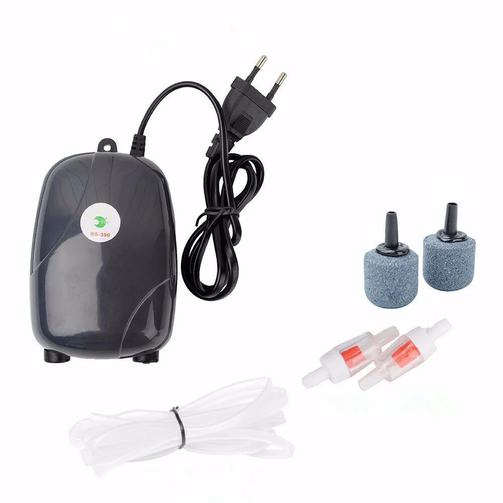 Skup 5W Ultra cichy akwarium aerator powietrza pompa do akwarium Nano sprężarka powietrza z 2 Airstones 2M rury silikonowe hydroponika pompy