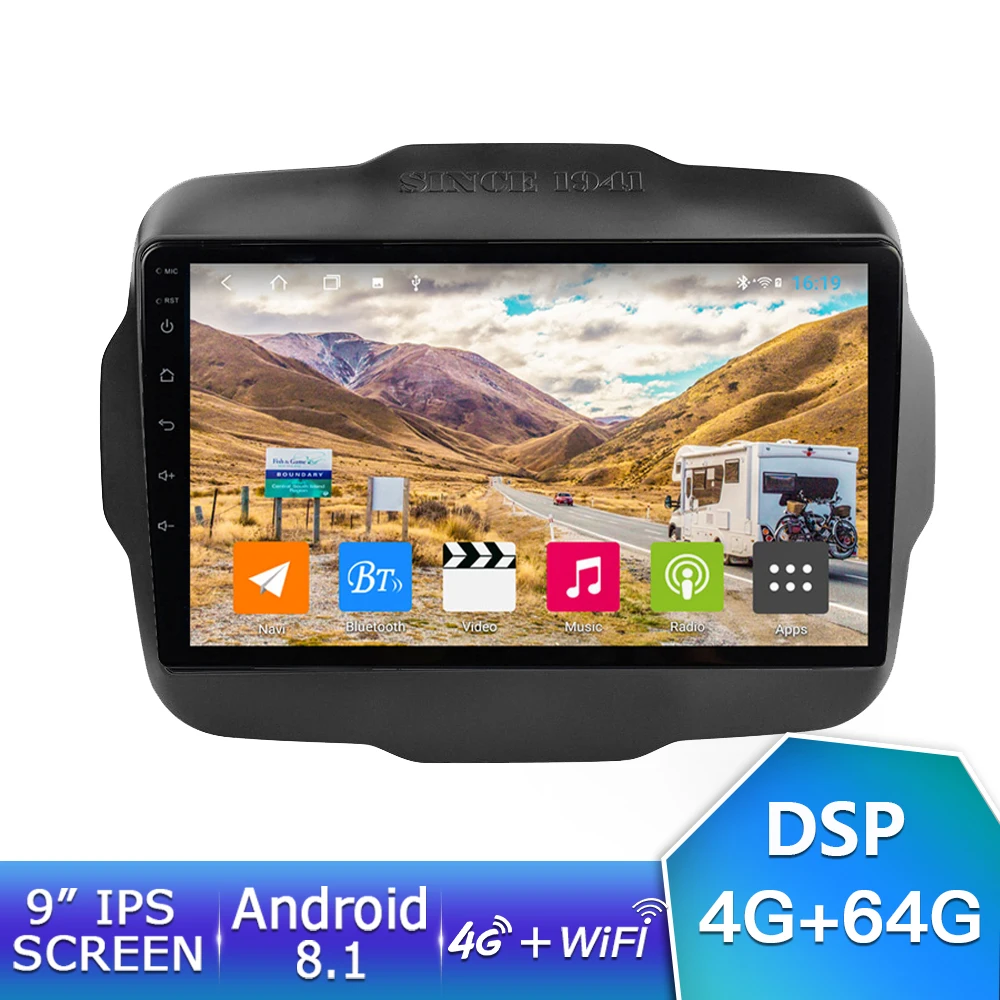 EKIY " ips Автомобильный мультимедийный Android 8,1 авто радио для Jeep Renegade gps навигация 4G+ 64G стерео видео плеер - Цвет: 4G 64G