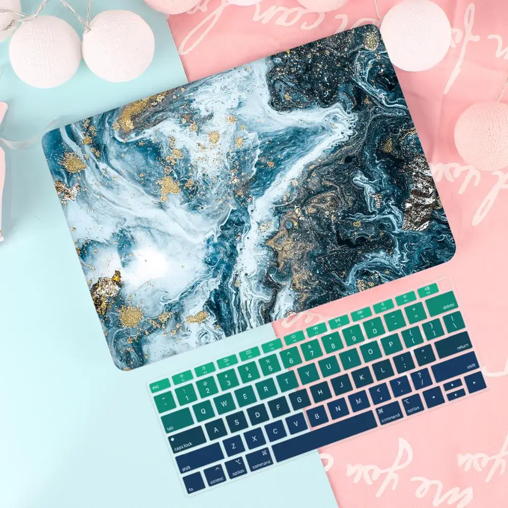 Green Прорезиненный матовый чехол для ноутбука Macbook Air 13 Mac Book retina Pro 13 1" Touch bar A1989 A1990+ чехол для клавиатуры - Цвет: Green