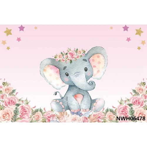 Фон для фотосъемки новорожденных мальчиков и девочек; фон для фотосъемки в стиле принцессы на День рождения; цвет розовый, синий, слон - Цвет: NWH06478