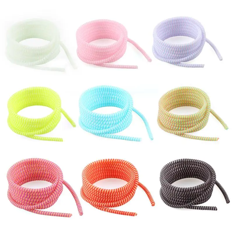 1.4m Color Phone Wire Cord Rope Protecto Anti-break Spring Protection For USB Charging Cable Earphone Data Bobbin Winder | Электроника