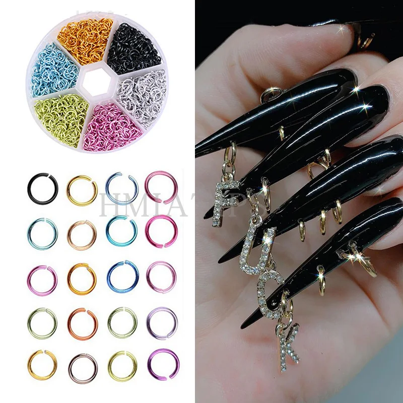 Piercing Dangle Nail Art Punk Charms Glitter 3D Nails Rhinestone Decor Hoop  Ring