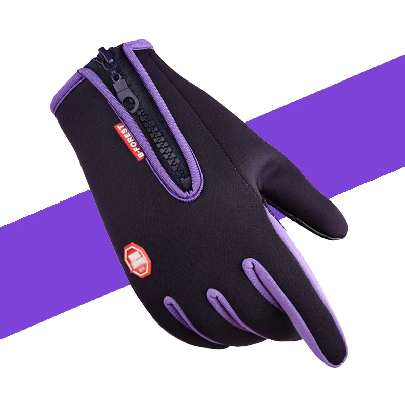 Purple gloves Зимние Перчатки сенсорные перчатки теплые перчатки для бега для мужчин и женщин на открытом воздухе снег сноуборд холодную погоду ветронепроницаемые перчатки - Цвет: Purple gloves