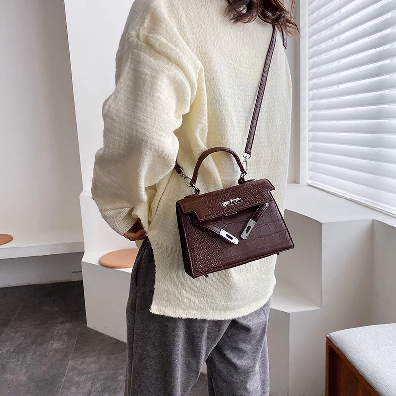 

Crocodile Pattern Leather Women Handbag Buckle Square Shoulder Bag Ladies Crossbody Messenger Bag Luxury Mini Bag Designer Sac