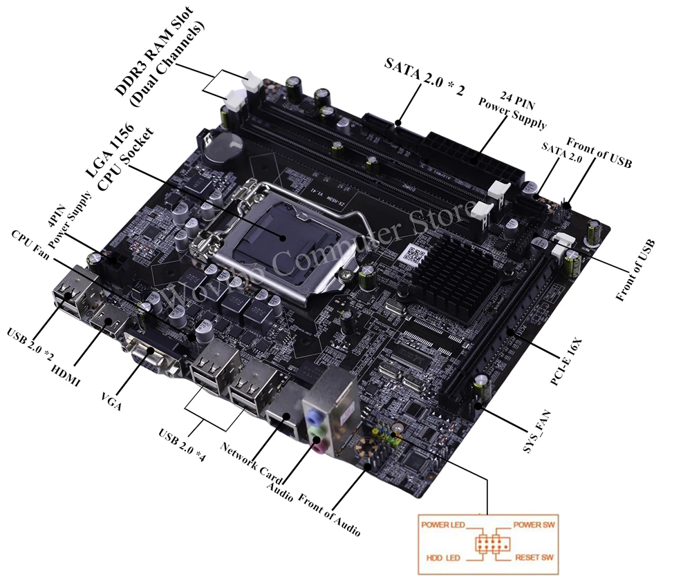 Placa-mãe Micro Atx Soquete H55 Lga 1156 Vga Ddr3 Canais Duplos Intel Lga1156core i3 i5 i7 Xeon 3470 Placa-mãe Cpu - Imagem 5