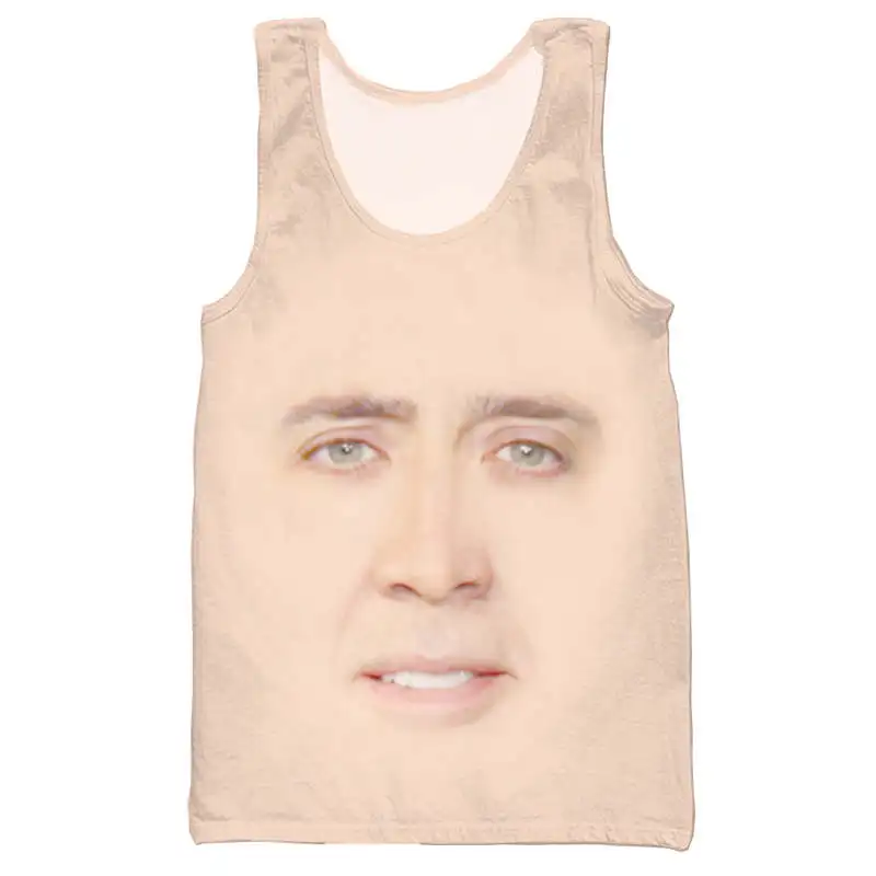 Забавная майка Nicolas Cage с 3D принтом для мужчин, модная крутая летняя майка для мужчин и женщин, топы на бретелях