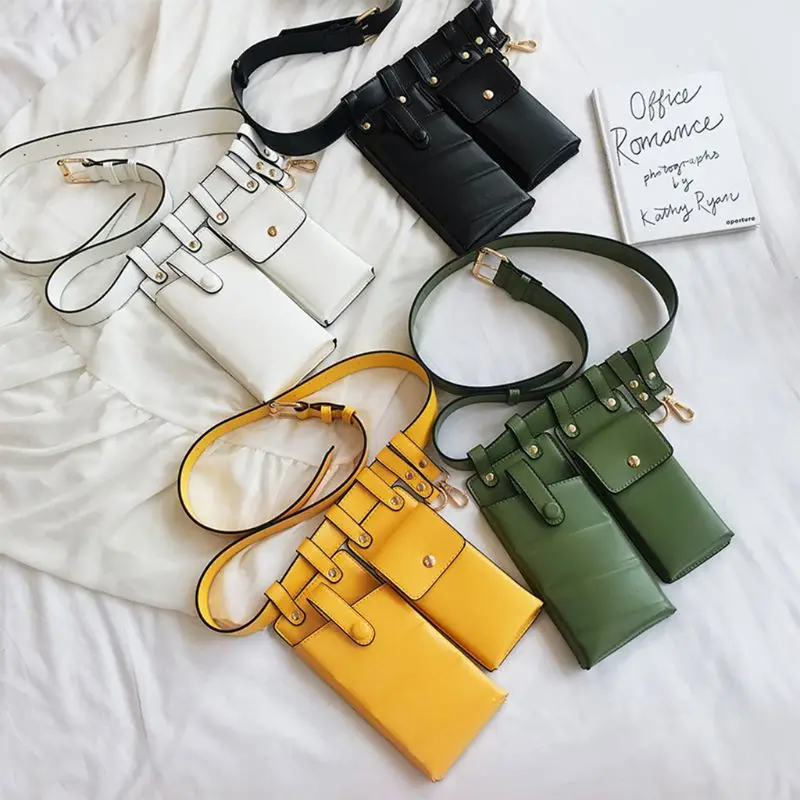 

Women Fashion PU Waist Belt Bag Chest Bags Fanny Pack Adjustable Small Phone Pack Shoulder Strap