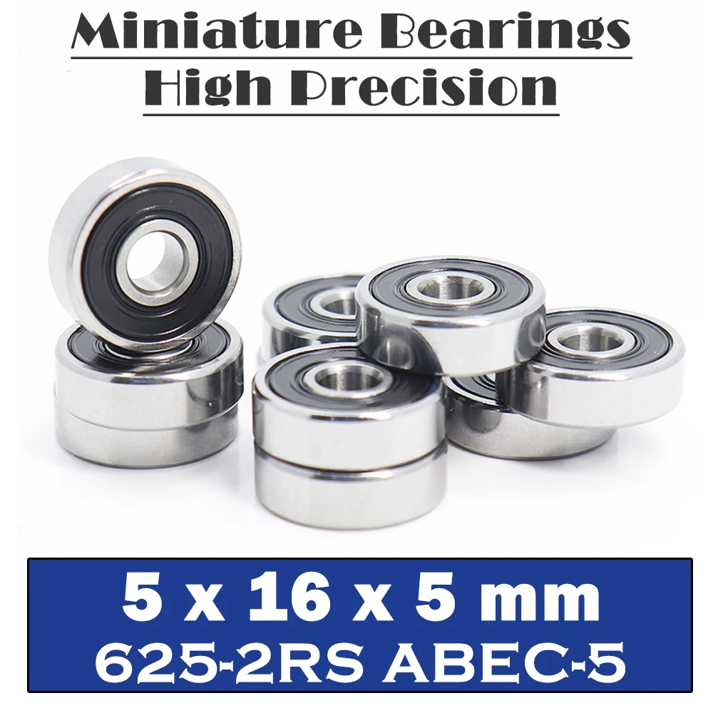 625RS подшипниковый ABEC-5 ( 10 шт.) 5*16*5 мм миниатюрные герметичные шарикоподшипники