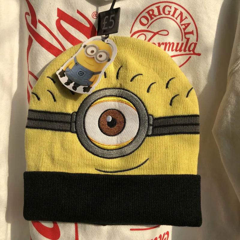 Мультфильм gorro шапочка капот желтый Миньоны шерстяная шапка Панама Гадкий