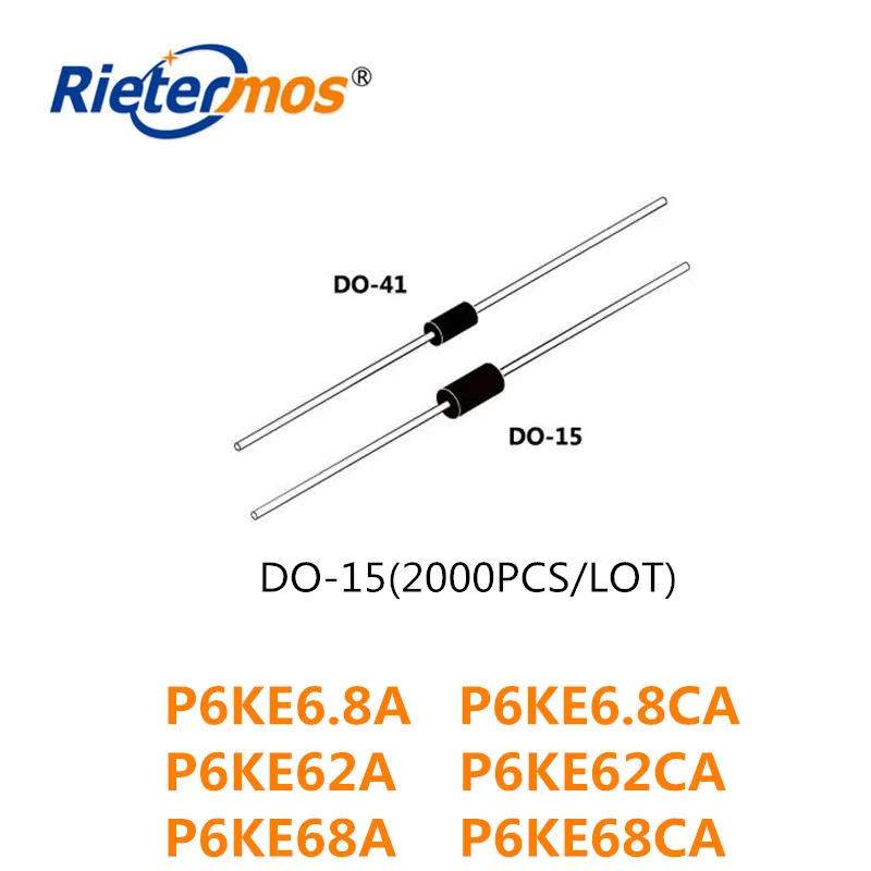 2000PCS DO-15 P6KE6.8A P6KE6.8CA P6KE62A P6KE62CA P6KE68A P6KE68CA DO-204AC высокое качество | Электроника
