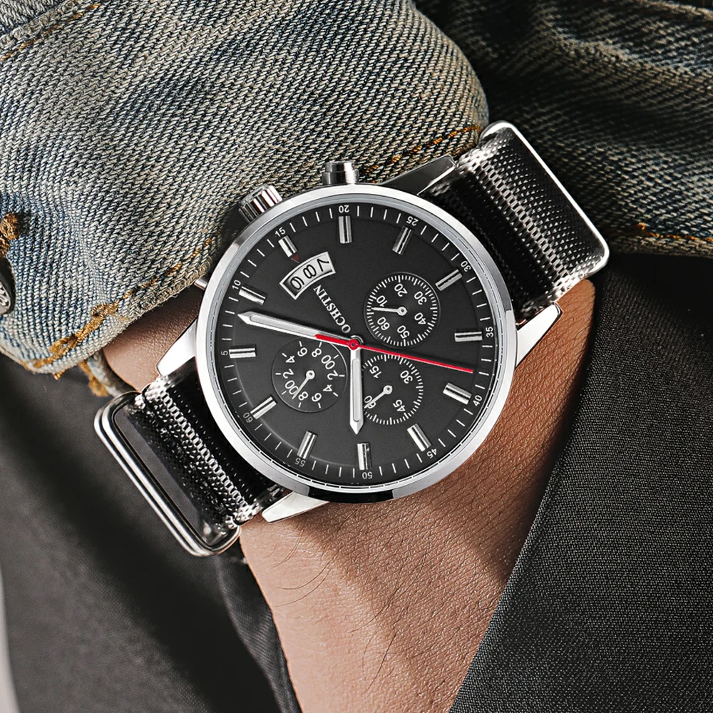 OCHSTIN Quartz Wristwatch Men Military Pilot Watch Sports Watches Male Waterproof Stainless Steel&Nylon Men's Relogio Masculino