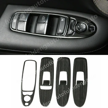 

4pcs For Infiniti QX50 2019 Silver/Black titanium Interior Door Armrest Window Lifter Switch Cover Trim car styling accessories