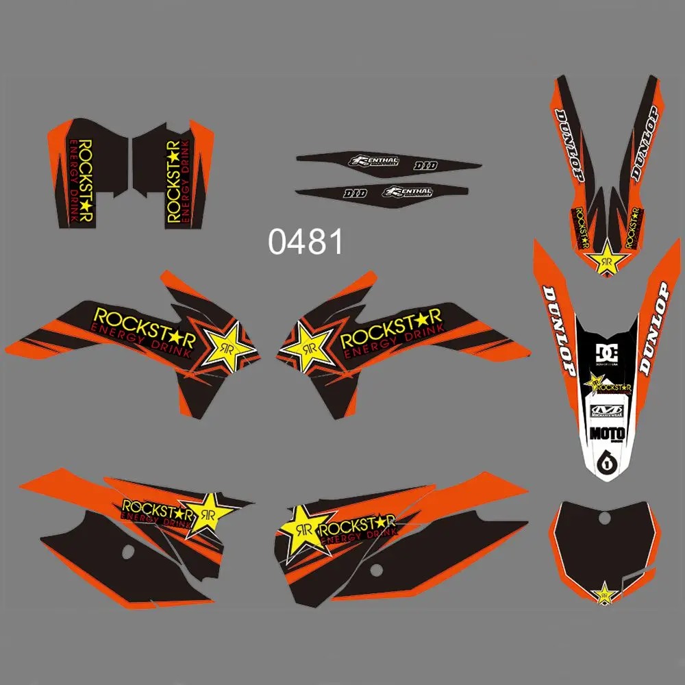 Для KTM 125 150 200 250 300 350 450F SX XC 2013 Новинка года полный Графика наклейки на заказ Номер Название Глянцевая ярко-наклейки