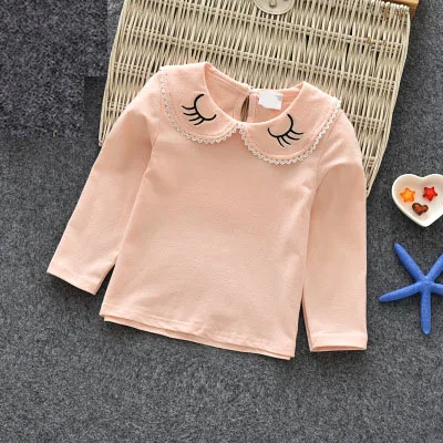 jiemao pink Футболки для девочек, детская весенне-осенняя одежда детская футболка с длинными рукавами для маленьких девочек, топы, футболки для малышей, для малышей, из хлопка, 73~! 30 - Цвет: jiemao pink