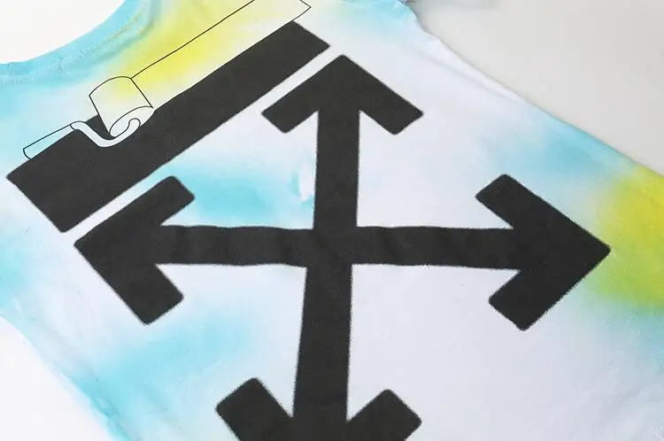 Off-White OW X THE WEBSTER 18FW мужские и женские модели влюбленных пар хлопковая Повседневная модная футболка с коротким рукавом и круглым вырезом