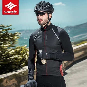 

Santic Winter Road Cycling Comfort Jacket Men Fleece Thermal Wind Coat Clothing Windproof Coat Keep Warm Bicycle Jacket