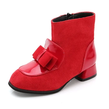 

Kids Boots Girls Shoes Children Short Martin Boots with Low Heel Pure Color Ankle Booties Fashion Princess Shoes