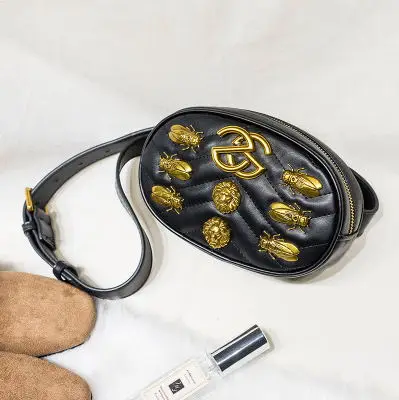 Модная сумка на пояс Женская поясная сумка Роскошная брендовая кожаная нагрудная сумка через плечо поясная сумка нагрудная сумка - Цвет: Black GG