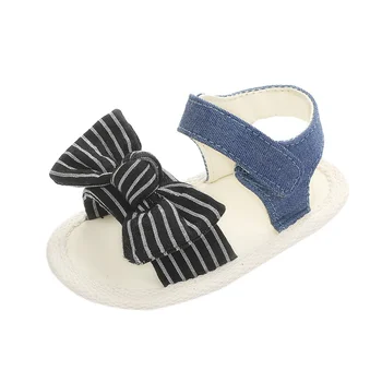 

2020 New Summer Striped Bow Princess Shoes Baby Girl Anti-slip Sandals Infant Toddler Shoes Newborn First Walker Shoes