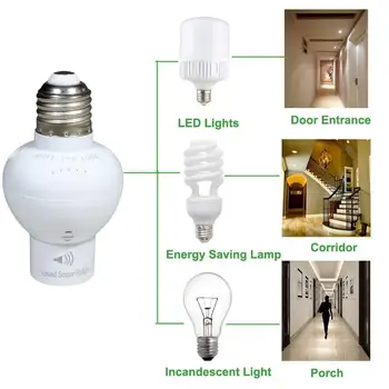 

E27 Screw Sound Light Control Sensor Switch Lamp Holder Socket Bulb Control Universal Delay Lamp Corridor Lamp Holder Sound O4P4