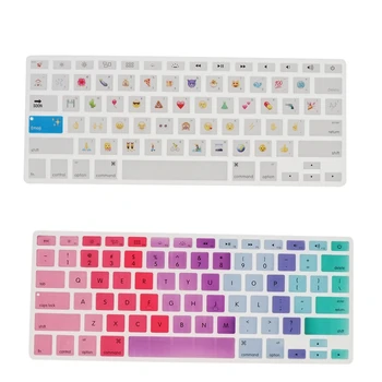 

2 Pack Ultra Thin Multi-color Gradient & Cute Emotions Keyboard Skin Cover For Macbook 13inch Air/Pro/Retina