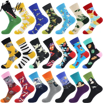 

PEONFLY Creative Fashion Harajuku Kawaii Socks Women Happy Cartoon Animal The Night Starry Print Funny Socks Cute Calcetines
