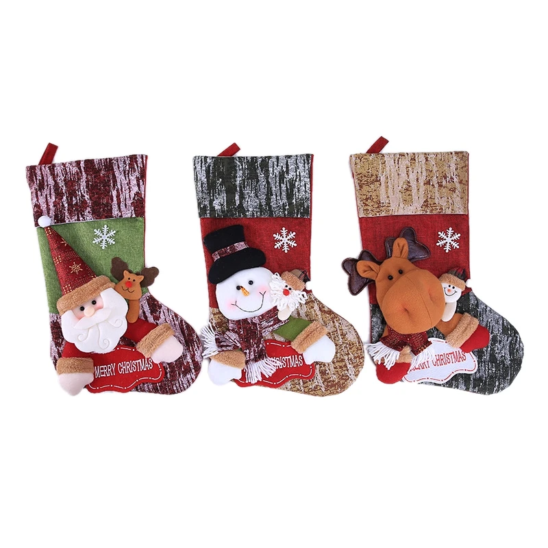 1Pc 3D Elk Gift Candy Socks Holders Treat Bag Goodie Bag Table Decorations Xmas Stocking Hanging Christmas Tree Ornaments