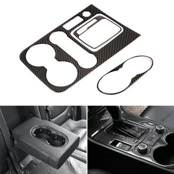 

Real Carbon Fiber Car Interior Center Control Gear Shift Panel Water Cup Holder Cover Frame Trim For VW Touareg 2011 - 2018
