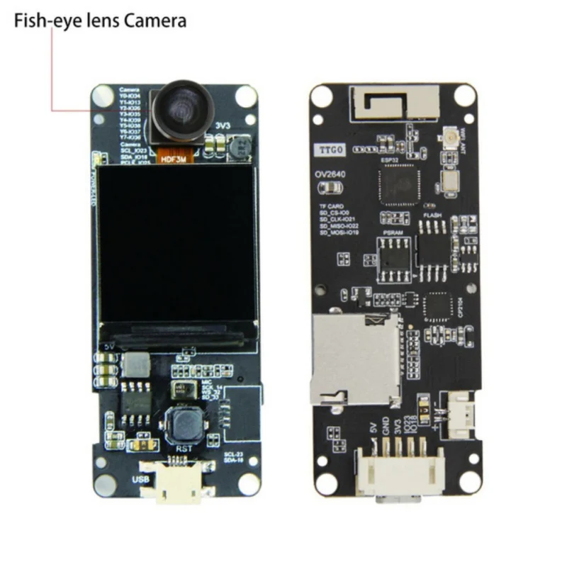 Горячая TTGO T-camera Plus ESP32-DOWDQ6 8MB SPRAM модуль камеры OV2640 1,3 дюймов Дисплей задняя камера Рыбий глаз объектив/нормальный объектив