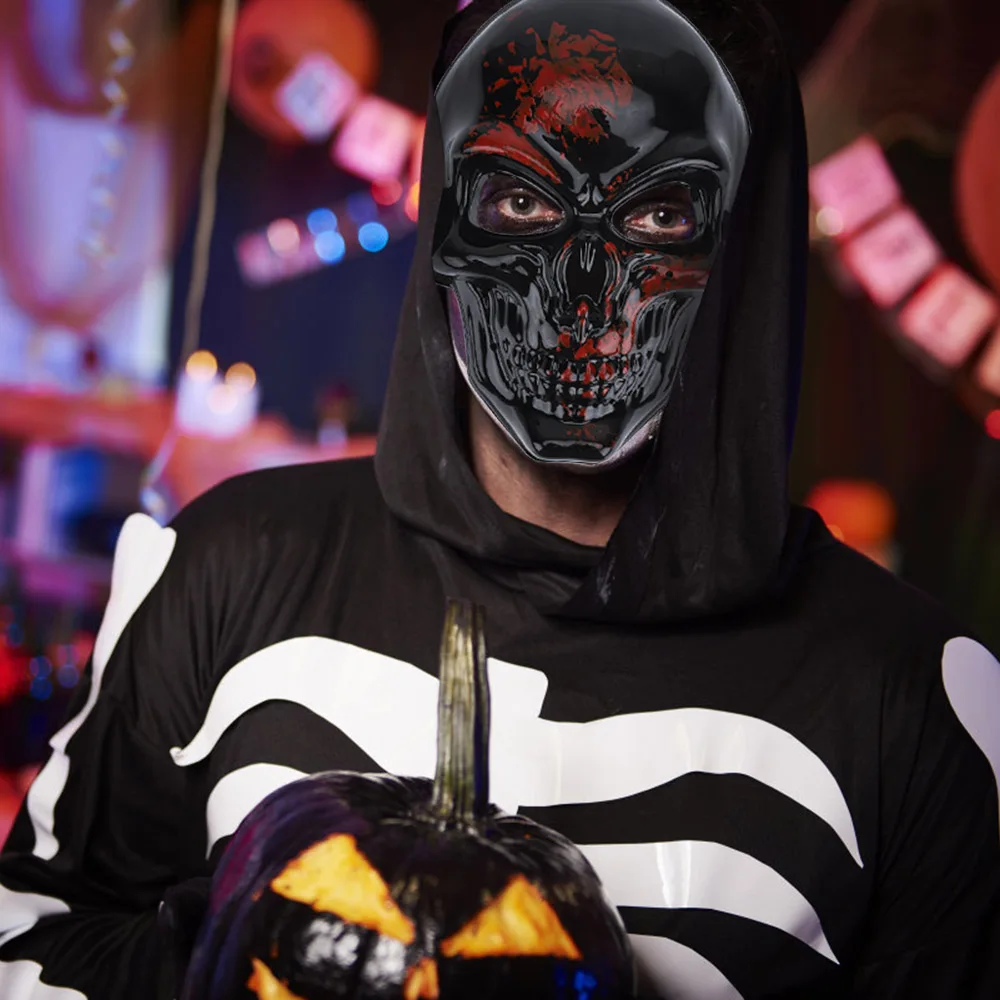 Маска для Хэллоуина, светодиодные Вечерние Маски, светящаяся маска для лица, светящаяся мотоциклетная маска для лица, маска с черепом