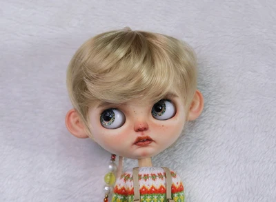 Blythe Doll Eulation Hair Fits BJD Doll 1/6 Fashionably Sunny Handsome Micro Roll Easy Lamp High Temperature Silk Wigs Dark Lila