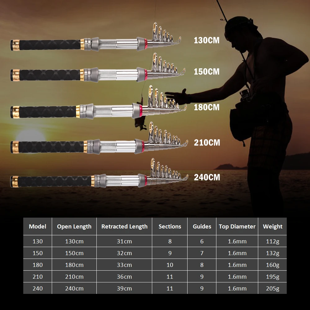 

Telescopic Fishing Rod Reel Combo Full Kit Fishing Rod Gear +Spinning Reel+ Line Lures Hooks with Bag for vara de pesca