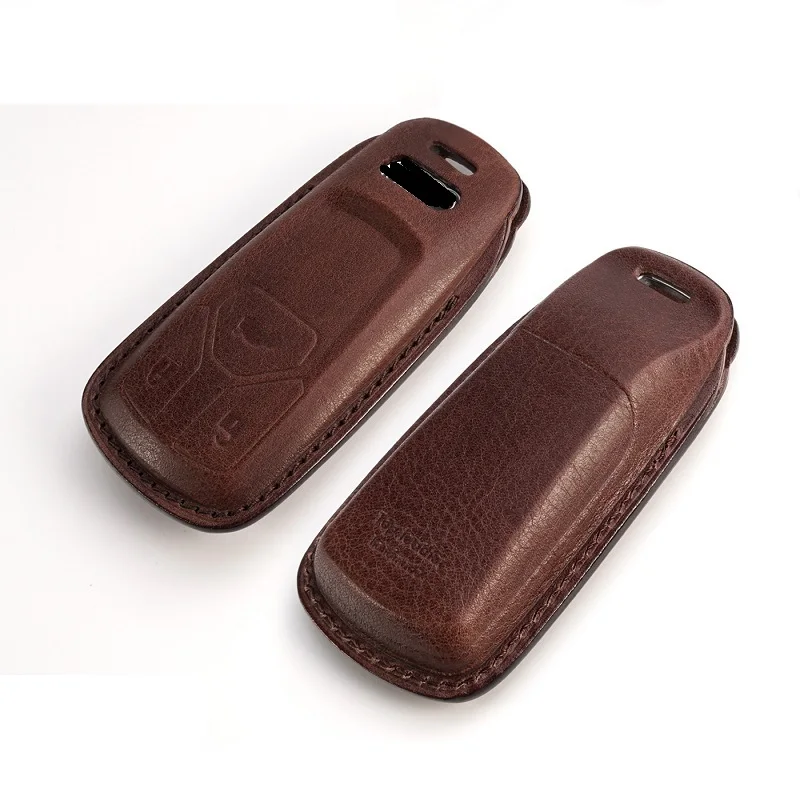 Luxury Genuine Leather Car Remote Key Cover Case Pocket For Audi A4 Allroad B9 Q5 Q7 TT TTS 4M 8S - Название цвета: coffee cover
