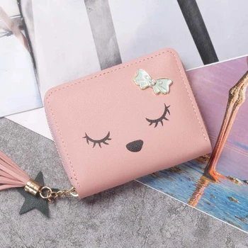 

Wallet Female Short for Coins New Cute Candy Bow Women Small Leather Wallets Zipper Purses Portefeuille Girls Lady Purse Clutch