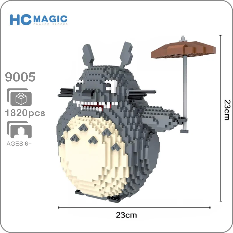 HC 9005 Унесенные спиралью Мой сосед Тоторо Кот Животное 3D модель DIY Мини алмазное здание маленькие блоки кирпичи сборка игрушка без коробки