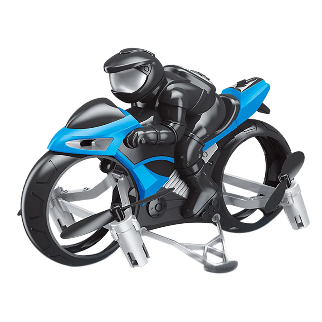S73 2.4G 4CH 2 in 1 RC Motorcycle RC Drone Headless Mode Remote Control Car Four-Axis Racing Motorbike Toys for Children Gifts