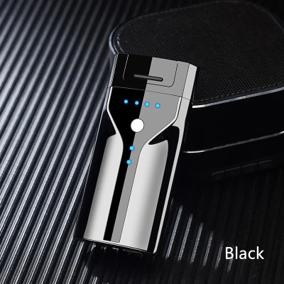 Black Светодиодный прикуриватель с двойной дугой, USB электронные зажигалки, ветрозащитные аксессуары для быстрого курения, гаджеты для мужчин, Прямая поставка - Цвет: Black
