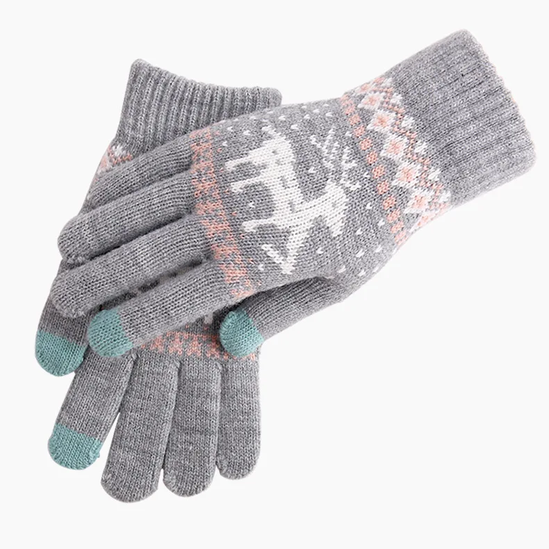 Популярные вязаные шерстяные перчатки для сенсорного экрана для женщин/мужчин теплые и плюшевые зимние перчатки для пар