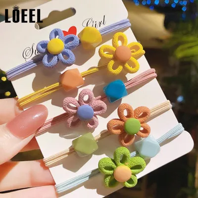 Z flower Резинки для волос, 5 шт., Мультяшные животные, резинка, фрукты, цветы, эластичная резинка для волос, конский хвост, держатель, повязка на голову, головной убор для женщин и девушек - Цвет: Z flower