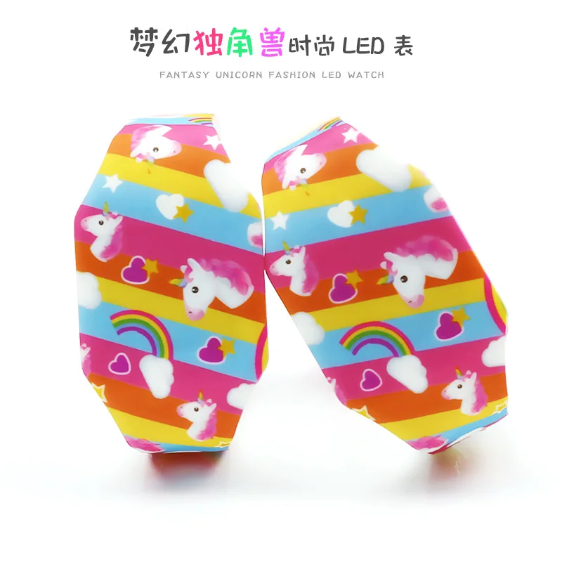 

2019 Hot Selling Night Light Luminous Watch Children Unicorn LED Silicone Watch Students Watch