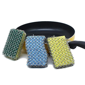 

Stainless Steel Sponge Brush Net Scrubber Cleaner Washing Pot Bag Ovens Cleaning Tool OCT998