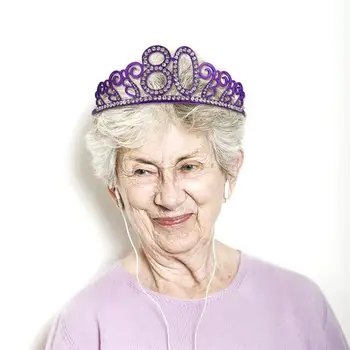 

Number Crown Delicate Birthday Cake Decoration Elegant Headwear Headdress Hair Accessories for Women Girls (Purple )