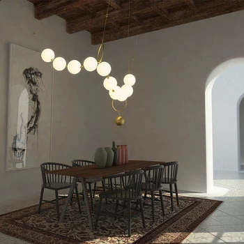 

Postmodern Nordic Living Room American Style pendant lamp Restaurant Glass Ball Necklace Creative pendant lights